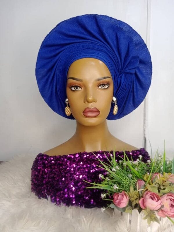Awesome Royal blue Asoke Auto gele