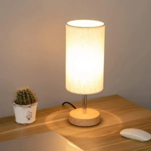 MTP Wooden Table Lamp with Touch Control & USB Port