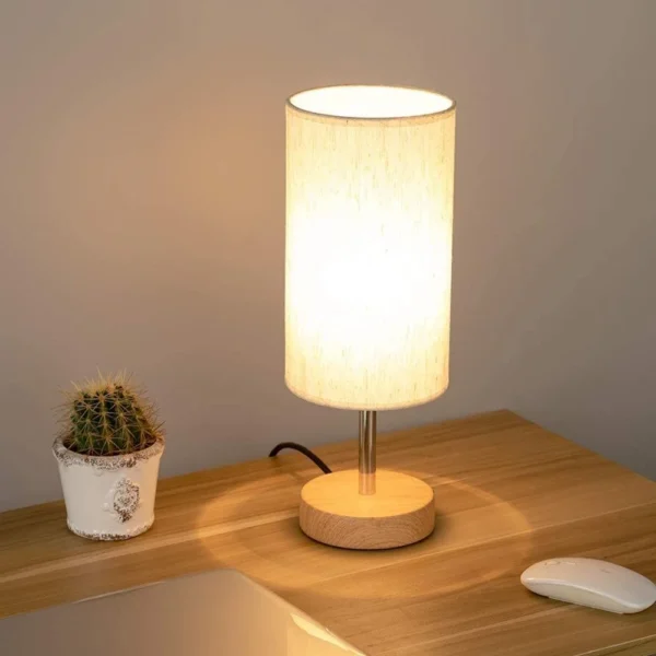 MTP Wooden Table Lamp with Touch Control & USB Port