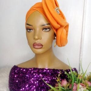 Awesome  Orange double rose Turban Cap