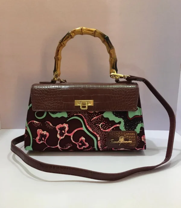 TRENDY WOMAN Classic Bamboo Handle Tote Cross Bag